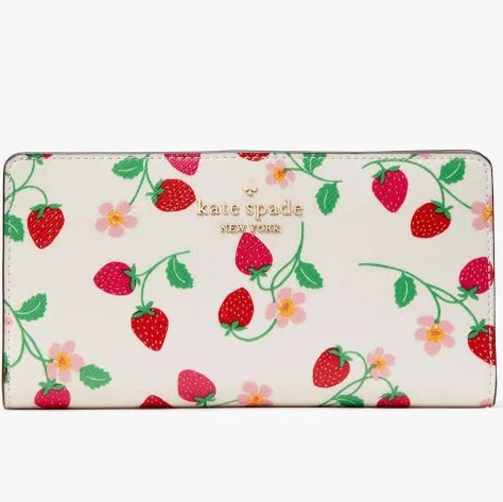 Kate Spade White and Red Strawberry Wallet